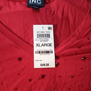 Inc international concepts Red short sleeve Tee women’s XL Bedazzled Jewels